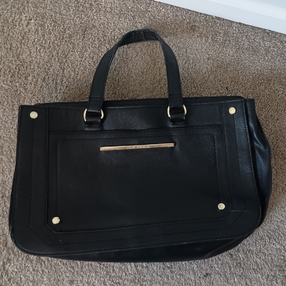 Steve Madden Black Tote with Gold Details
